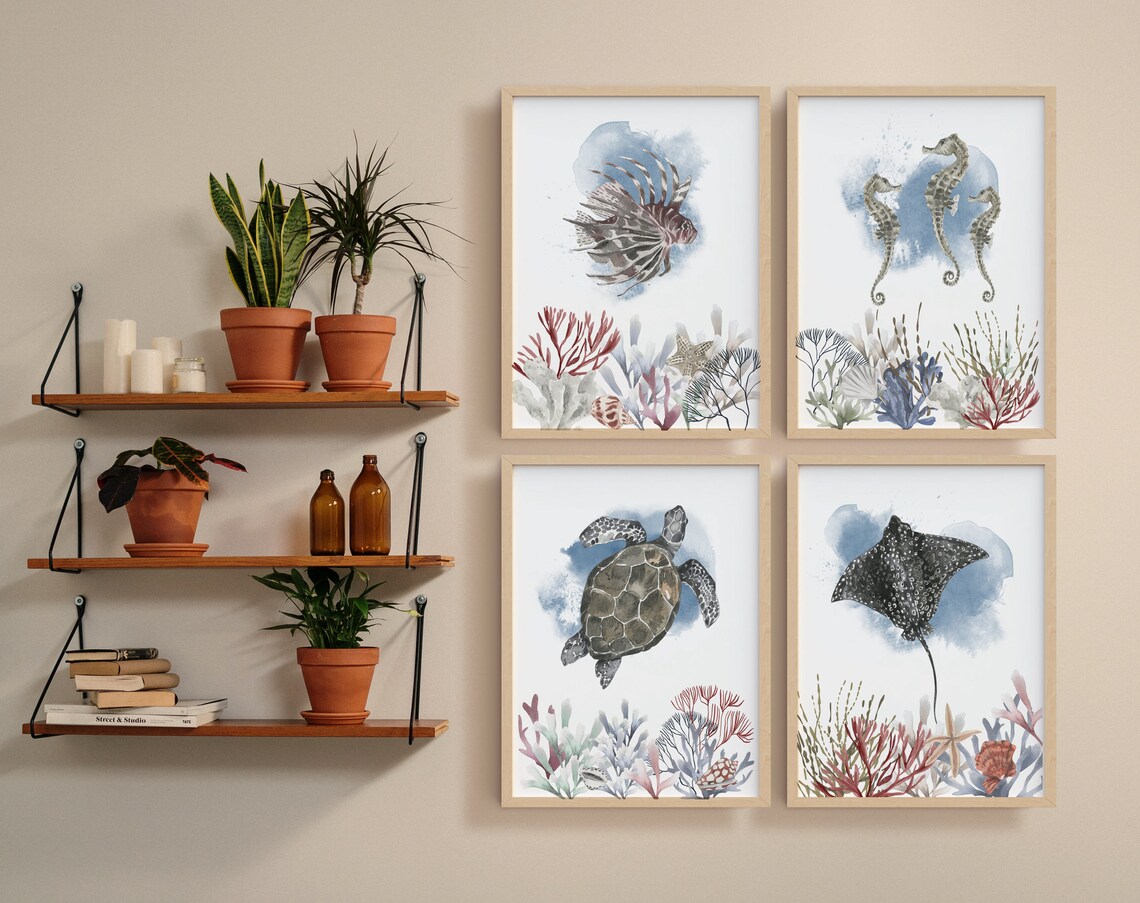 Eagle Ray Watercolor Art Print, Ocean Species Poster - Image 3