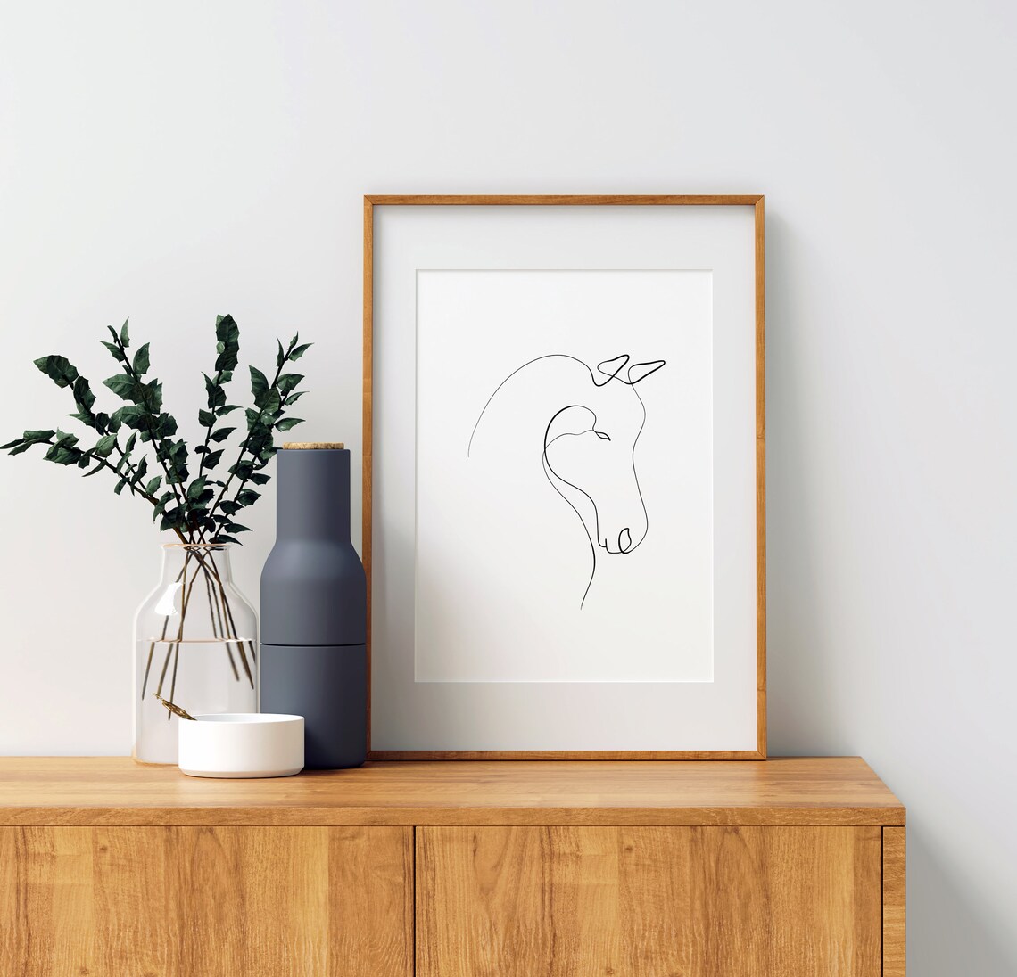 Continuous One Line Horse Head Drawing Minimalist Animal Art Print - Image 3