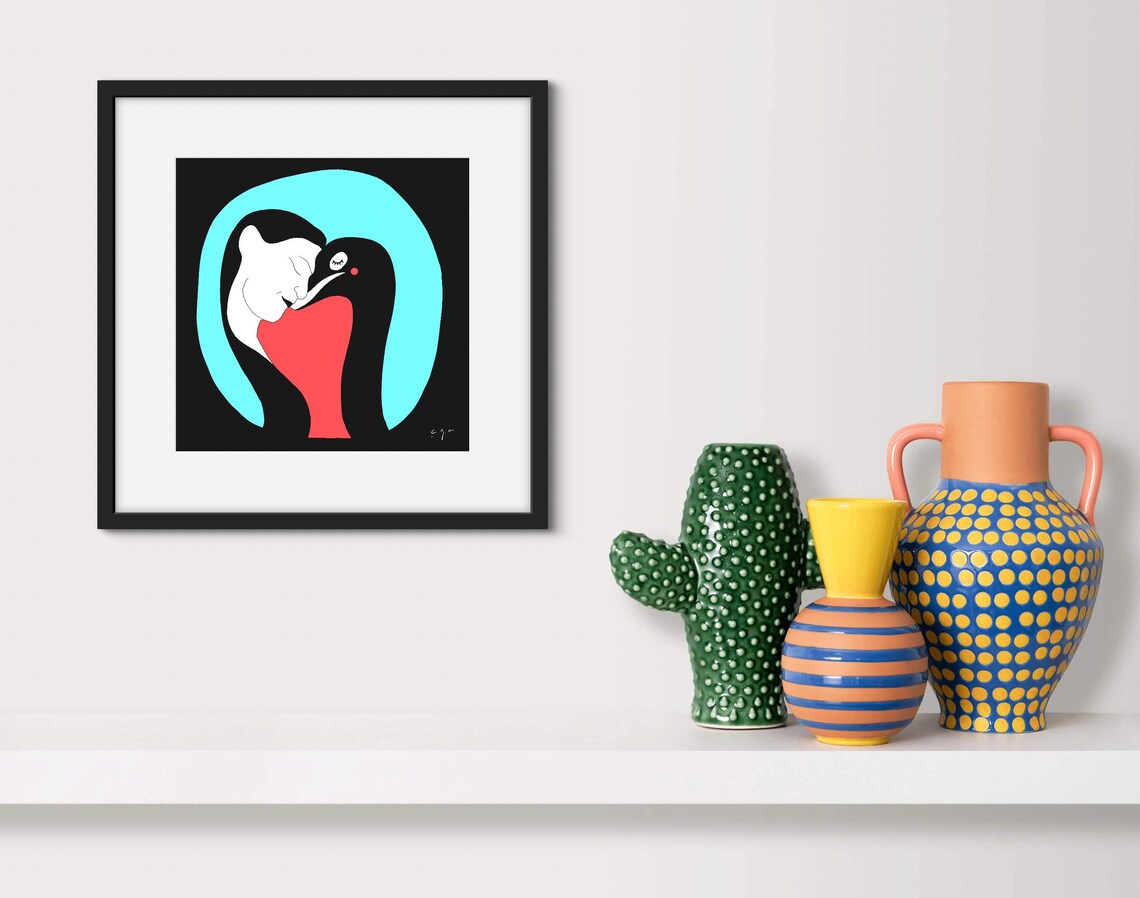 Ostrich Animal Lover Minimalist Illustration Art - Image 2