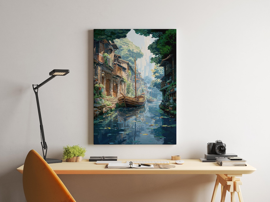 Anime-Inspired Watercolor Fantasy Scenery Art Print - Image 2