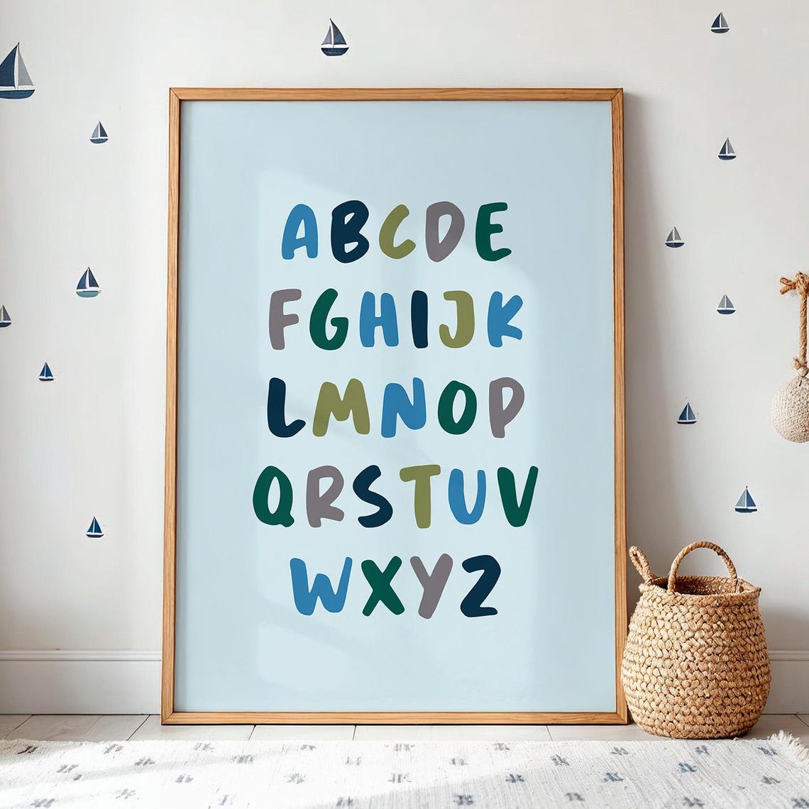 Alphabet Wall Art For Boys Room Learning Poster Classroom Abc Chart Toddler Decor Kids Educational Print Preschool