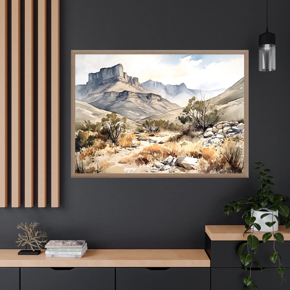 Guadalupe Mountains Desert Cliffs Dry Wash Watercolor Southwest Poster - Image 3