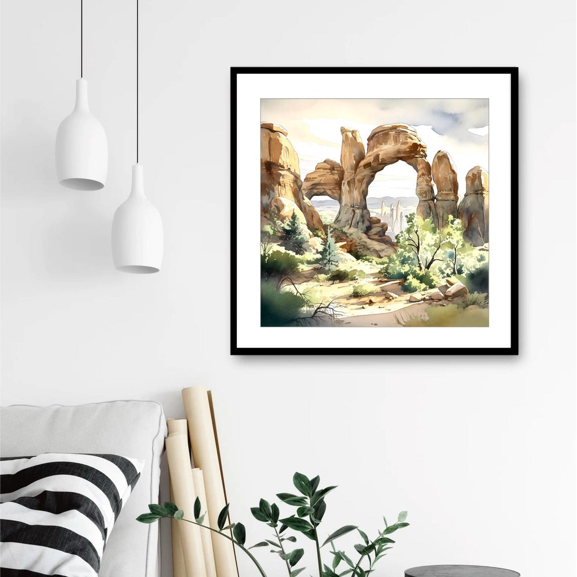 Arches National Park Double Arch Sandstone Desert Painting Poster - Image 4