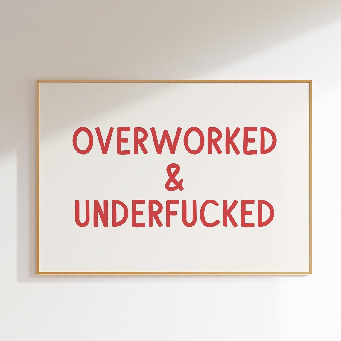 Overworked And Underpaid Funny Red Sarcastic Office Quote Poster - Image 3