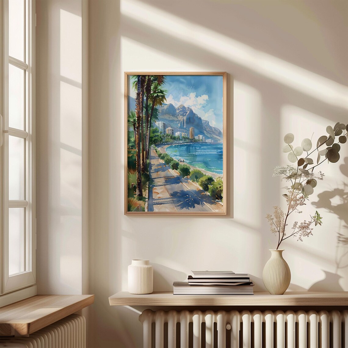 Costa Blanca Spain Beach Promenade Watercolor Painting Poster - Image 4