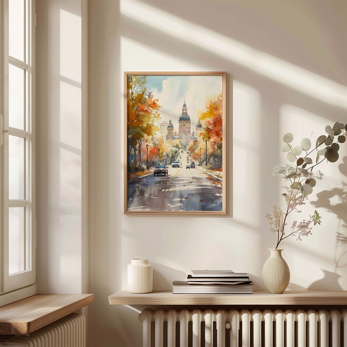 Autumn Avenue Grand Domed State Capitol Building Watercolor Print - Image 4