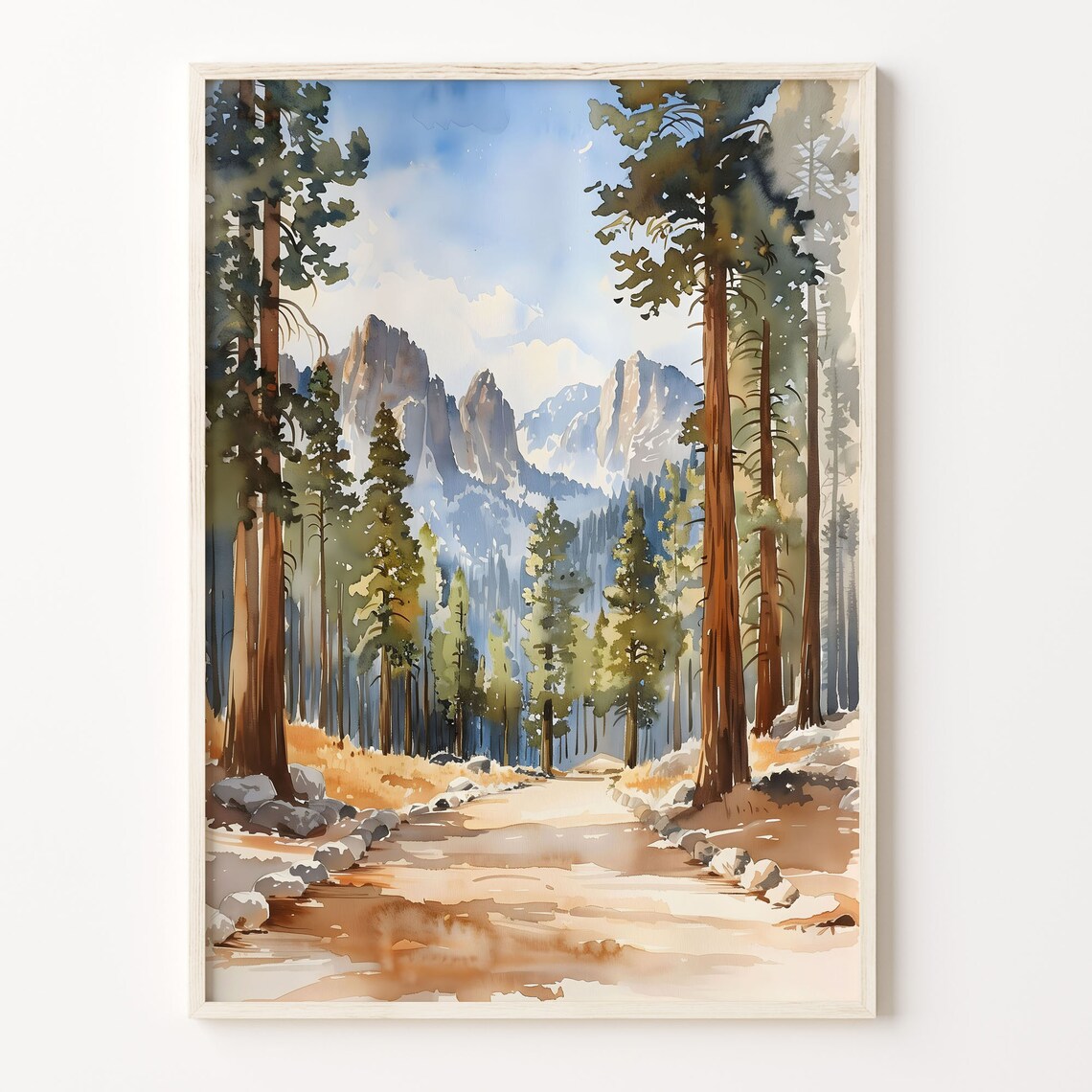 Sequoia Watercolor Art Print, National Park Decor