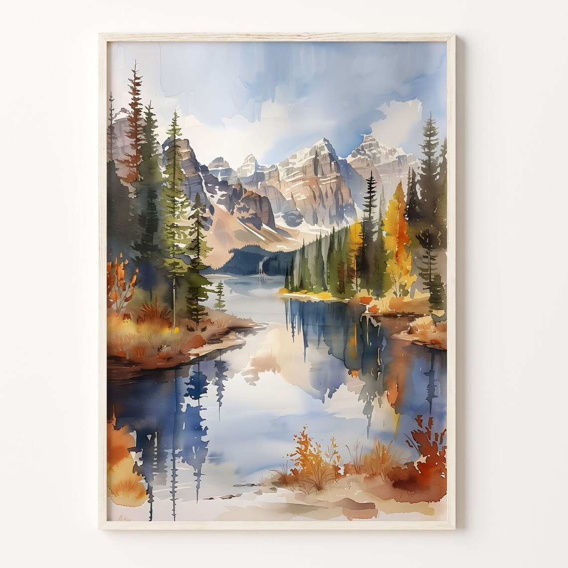 Banff Watercolor Travel Poster, Canada Wall Art