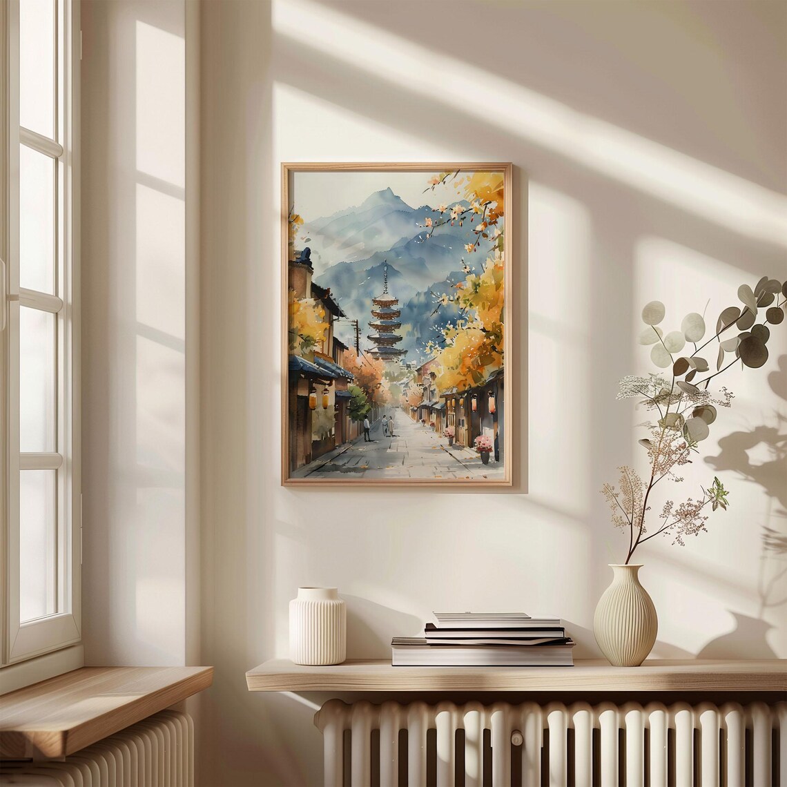 Tokyo Japan Five Tier Pagoda Autumn Street Watercolor Poster - Image 4