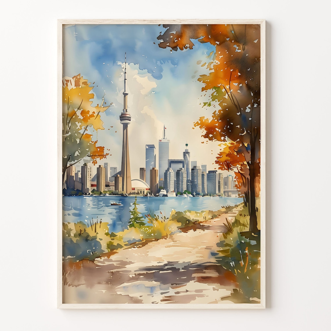 Toronto Watercolor Cityscape Travel Poster, Classic Art
