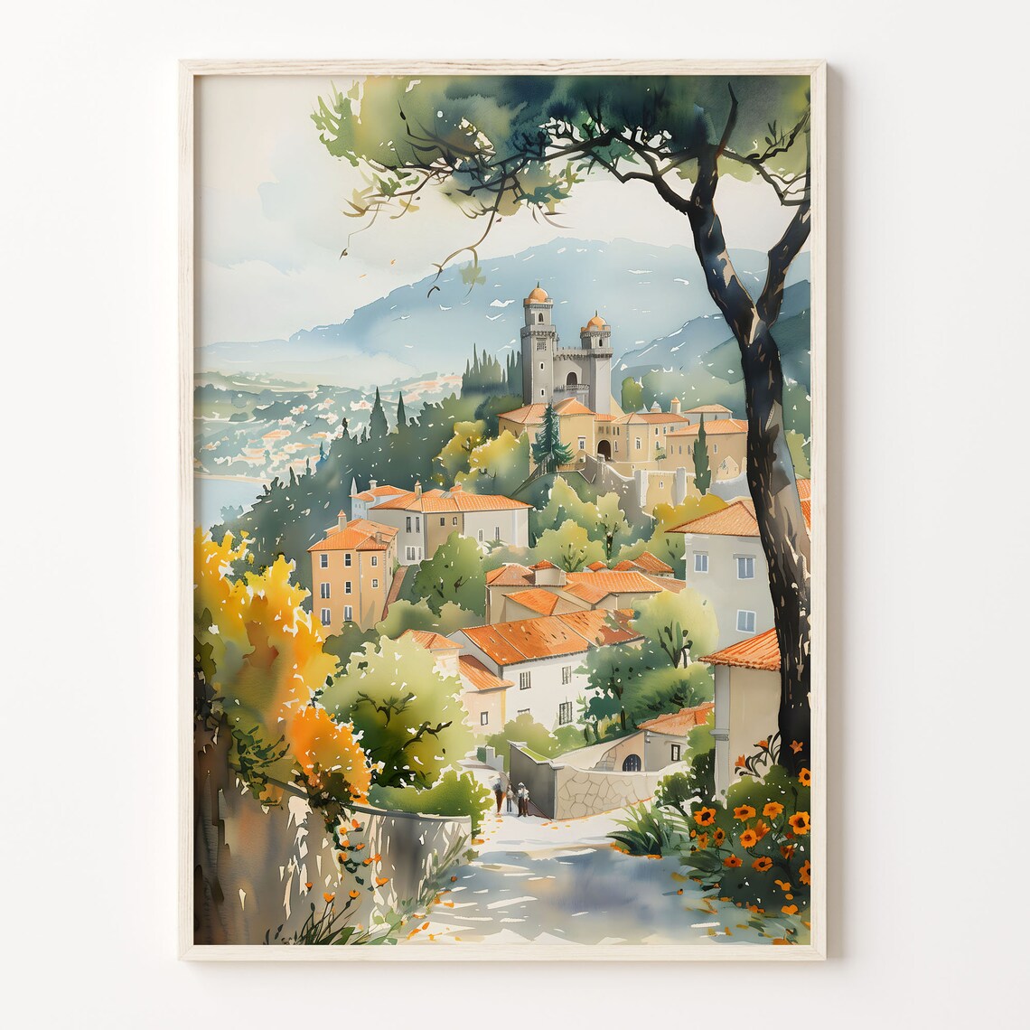 Sintra Watercolor Painting, Portugal Travel Poster
