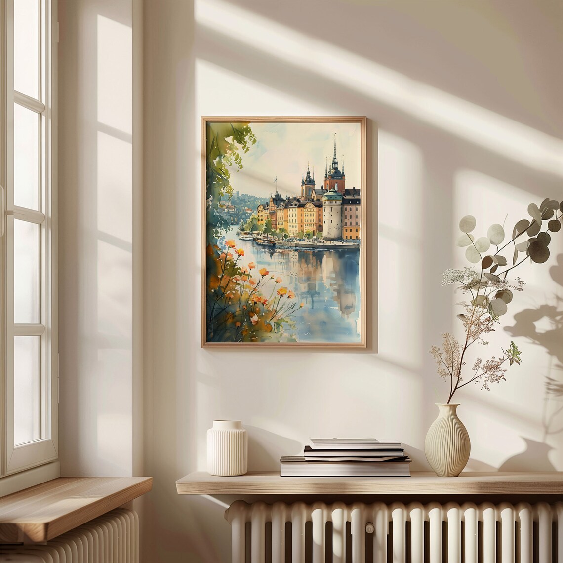 Stockholm Travel Poster, Watercolor Mid-Century Print - Image 4