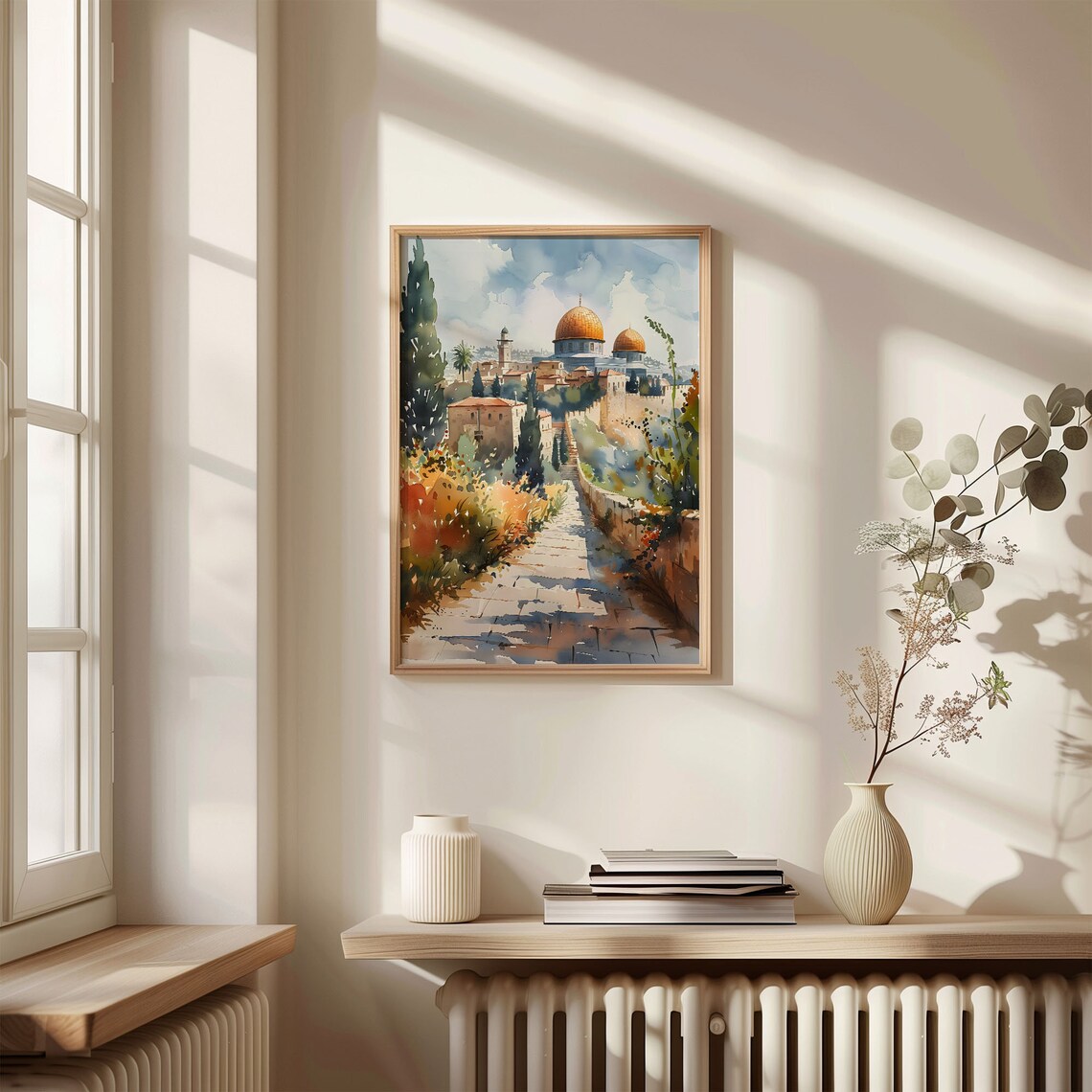 Jerusalem Watercolor Travel Poster, Israel Wall Art - Image 4
