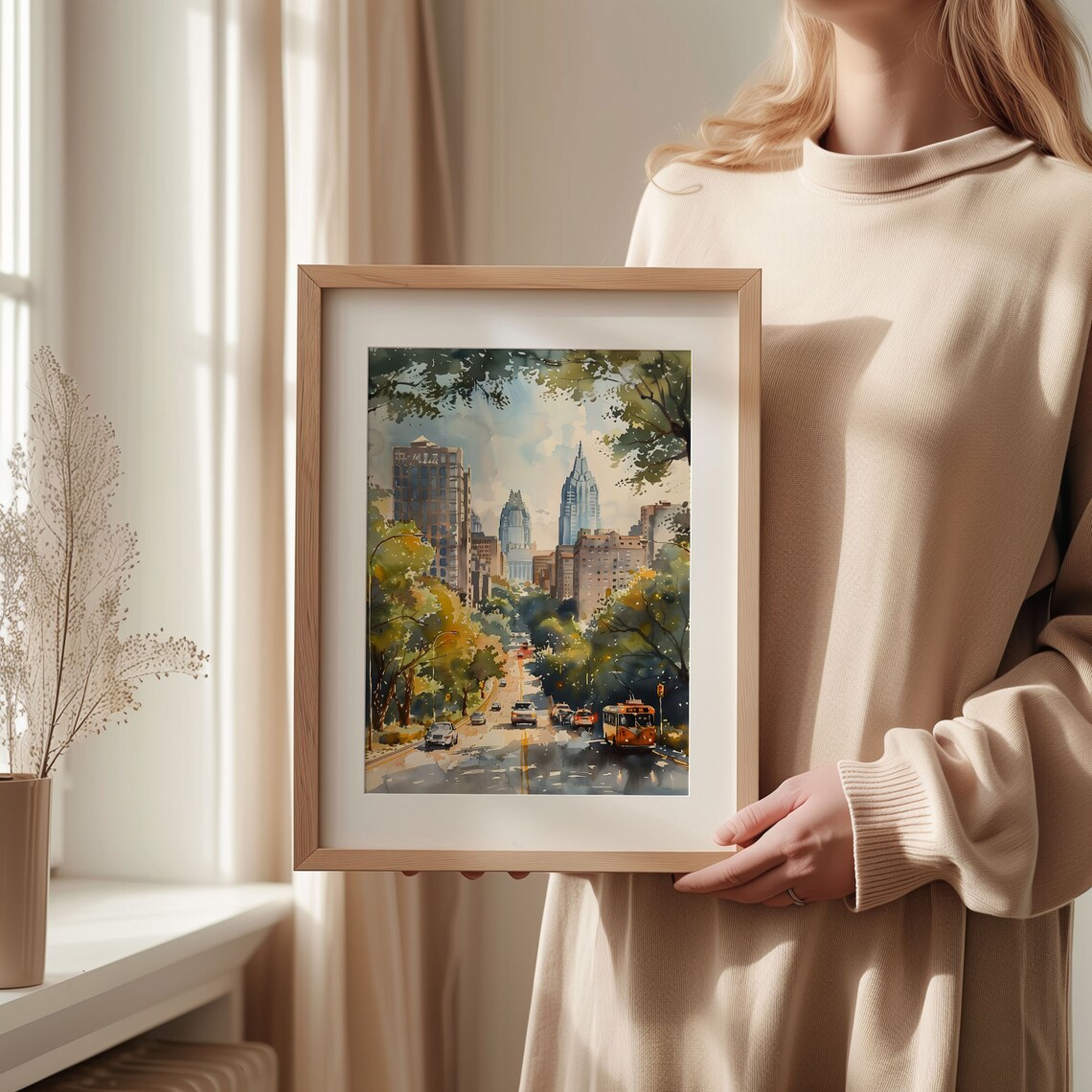 Austin Watercolor Travel Poster, Texas Wall Art - Image 2