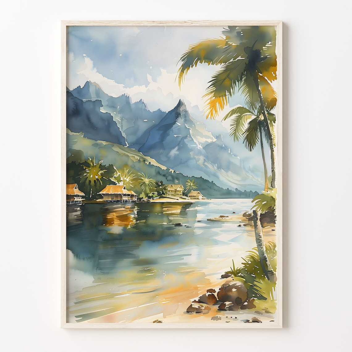 Moorea Watercolor Painting, French Polynesia Travel Poster