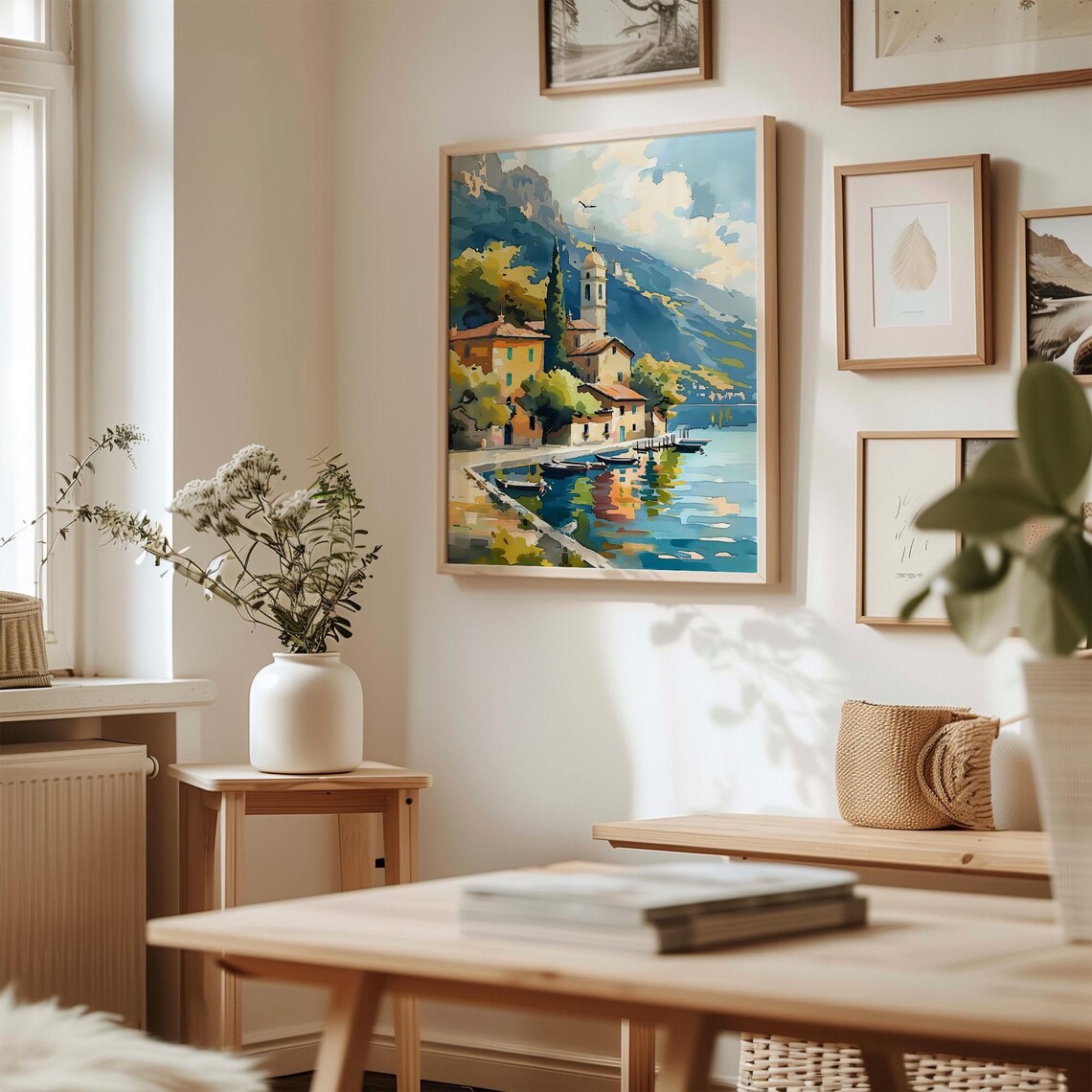 Lake Garda Italy Watercolor Painting Lake Garda Wall Art Italy Travel Poster Lake Garda Print Wall Decor C30 897 - Image 3