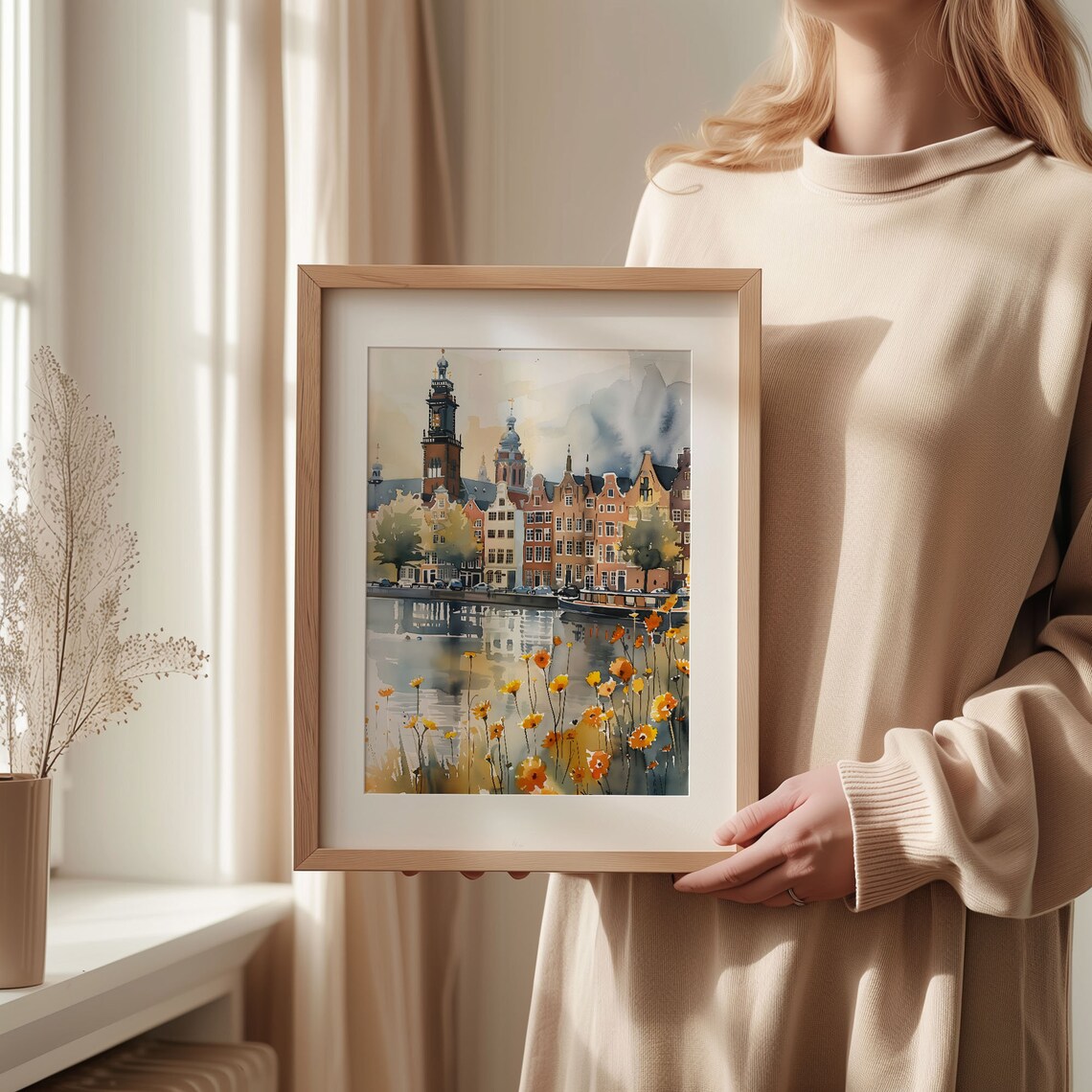 Amsterdam Watercolor Painting Travel Poster, Netherlands - Image 2