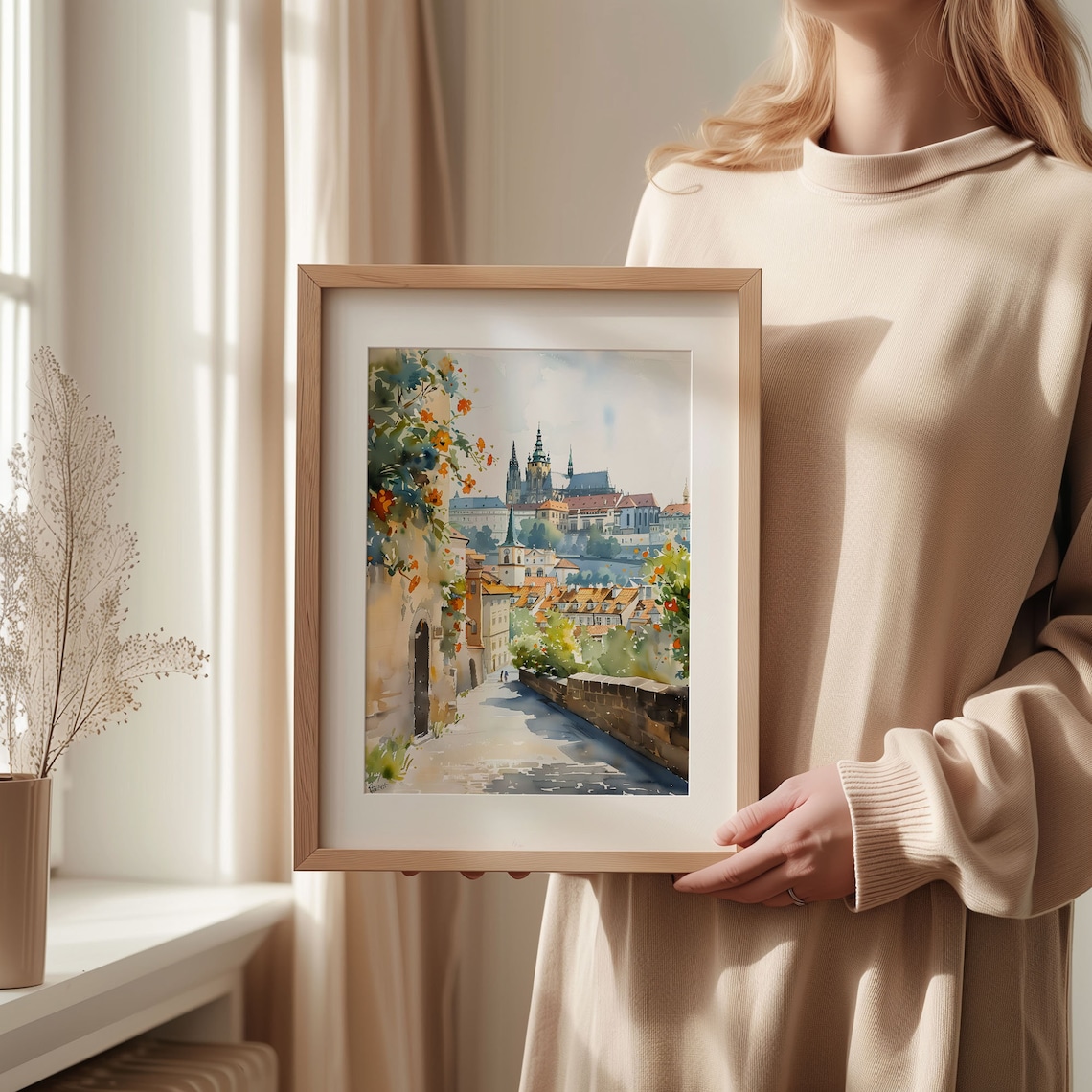 Prague Watercolor Travel Poster, Czech Republic Art Print - Image 2