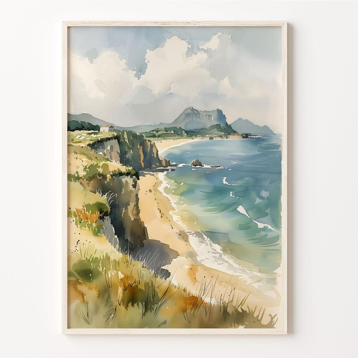 Constantine Bay Cornwall Sandy Beach Watercolor Painting Poster