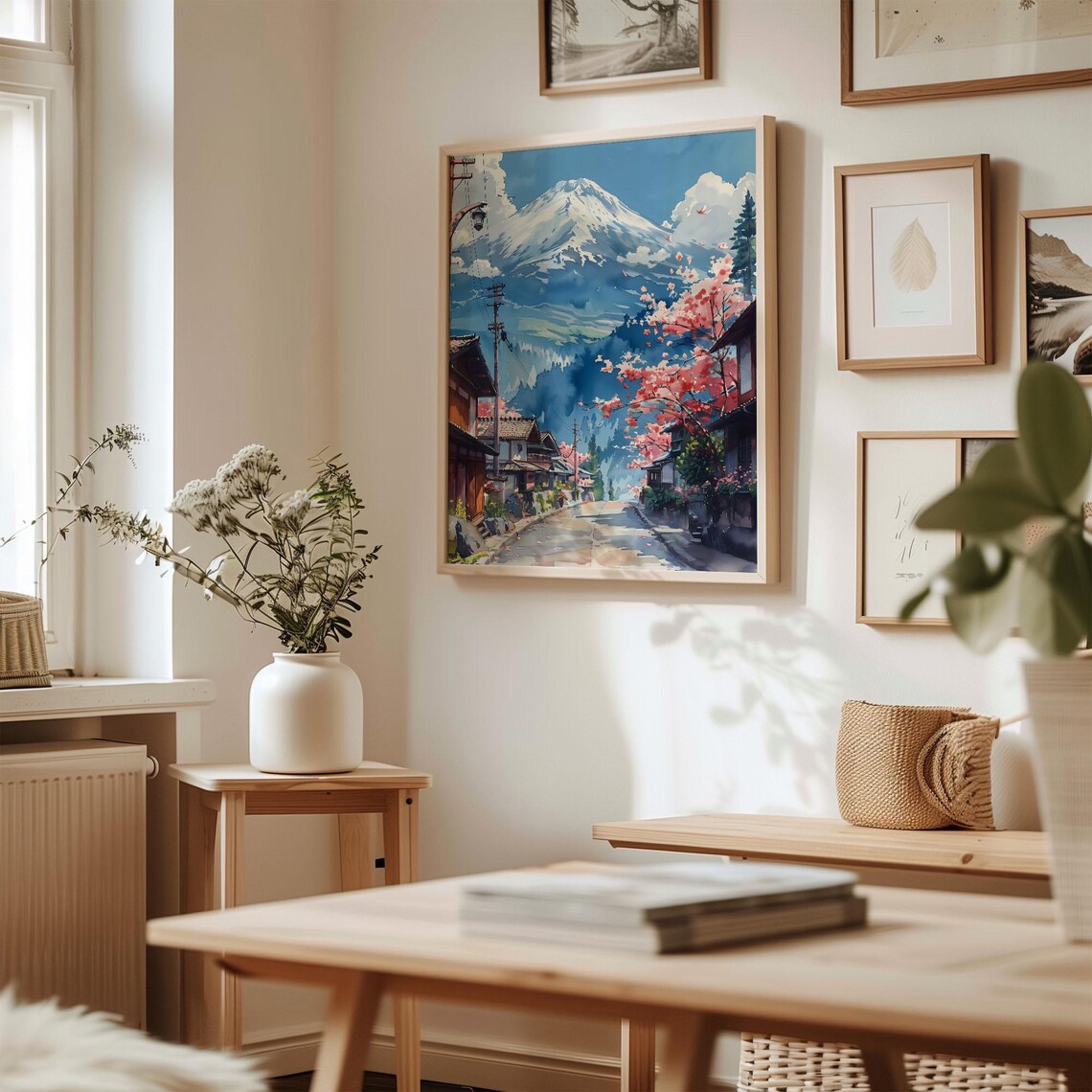 Mount Fuji Watercolor Travel Poster, Japan Asia Art Print - Image 3