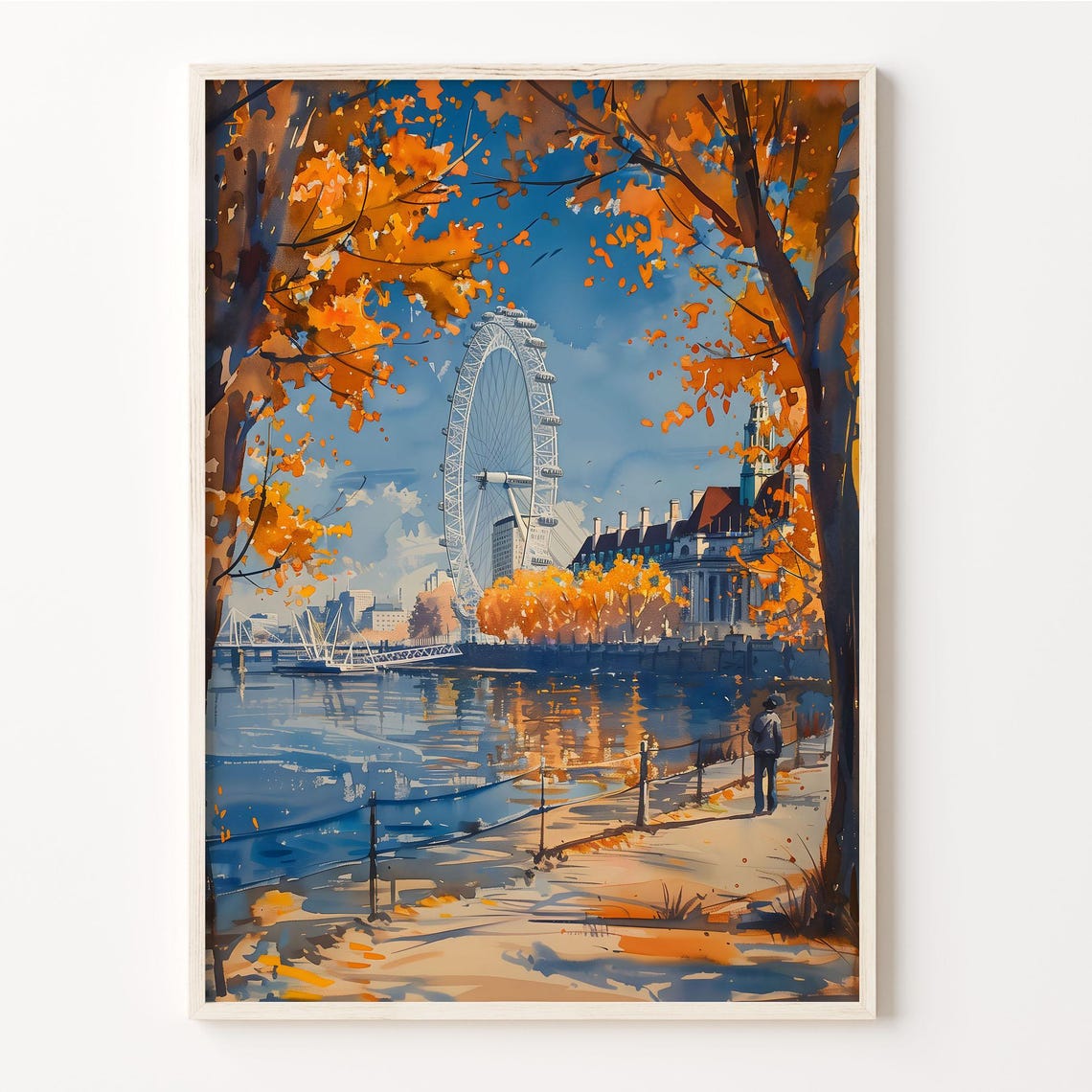 London Eye Watercolor Painting London Wall Art London Eye Poster Travel Art Print Wedding Gift Birthday Present C30 675