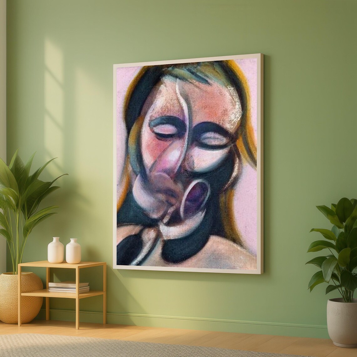 Abstract Woman Face Cubist Style Pastel Modern Portrait Art Print