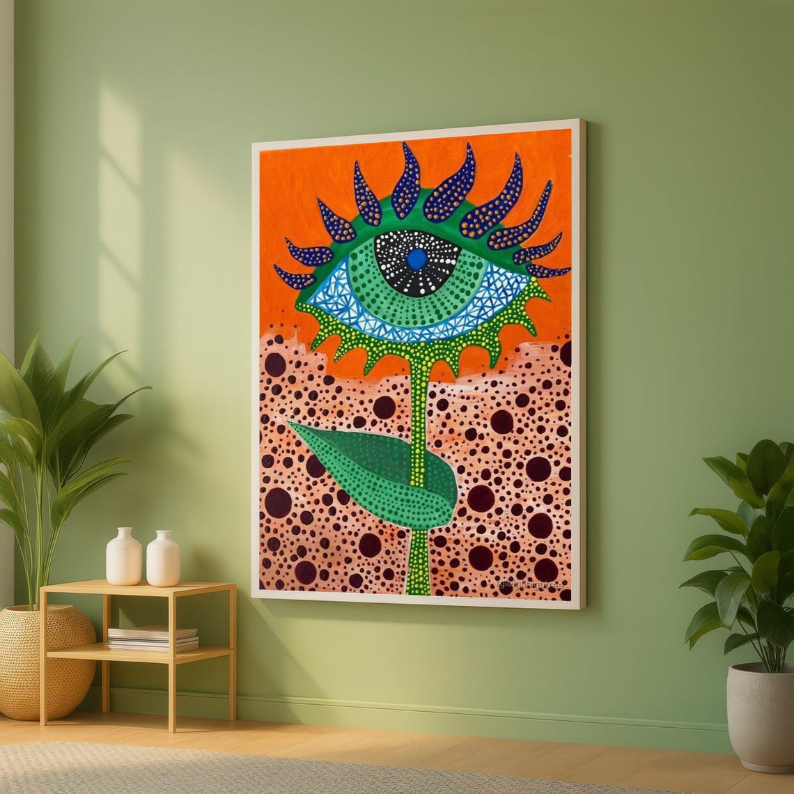 Yayoi Kusama Style Eye Flower Psychedelic Dotted Pop Art Poster