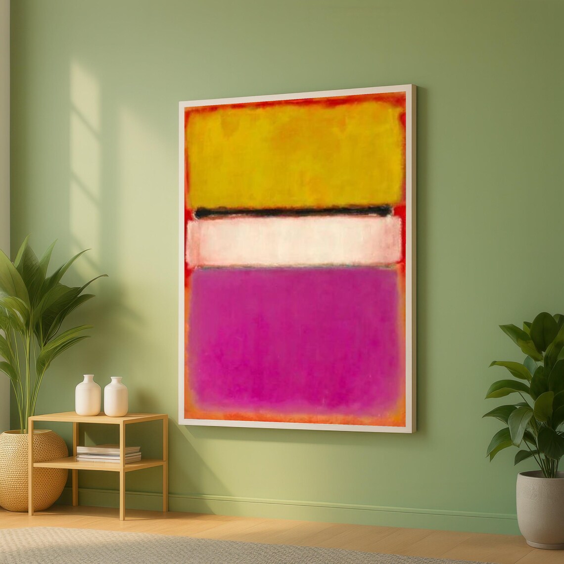 Rothko Style Yellow White and Magenta Color Block Abstract Art Poster