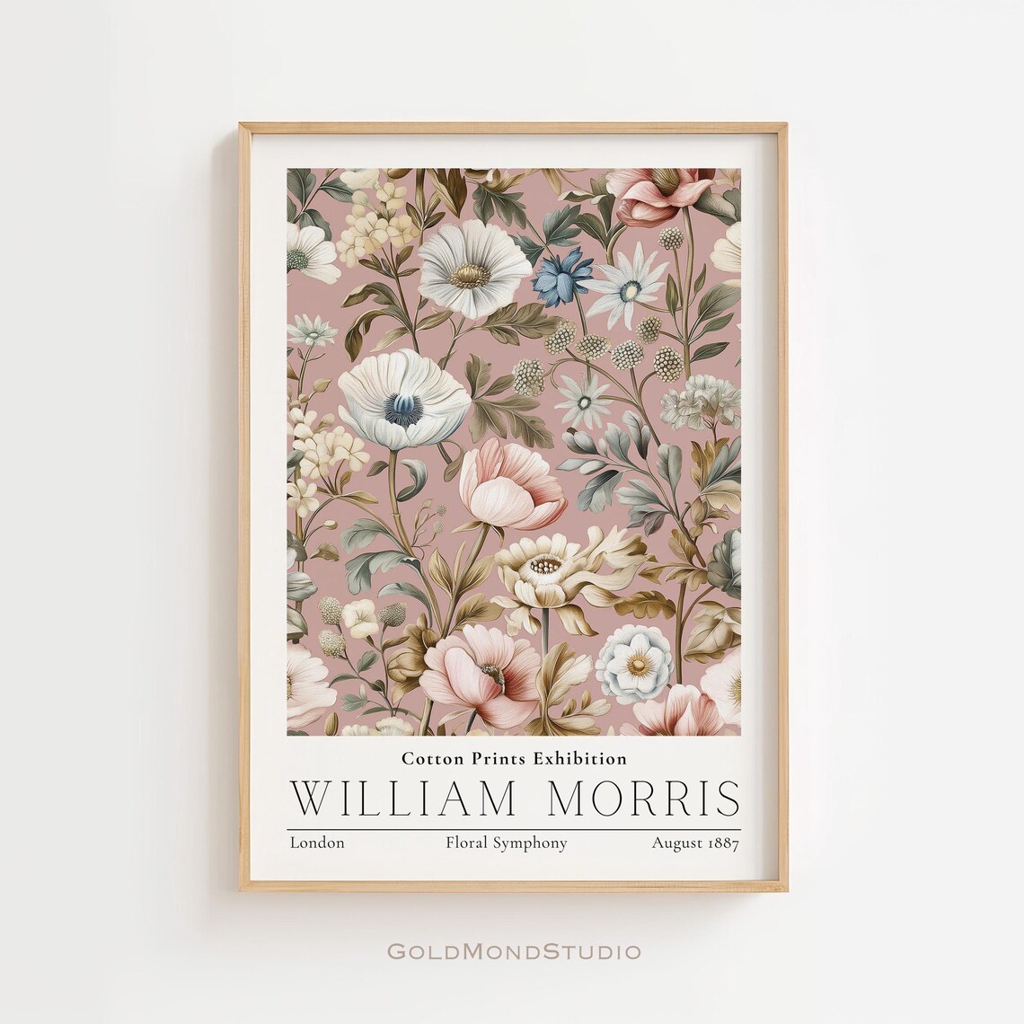 William Morris Floral Symphony Pink Vintage Cotton Exhibition Poster