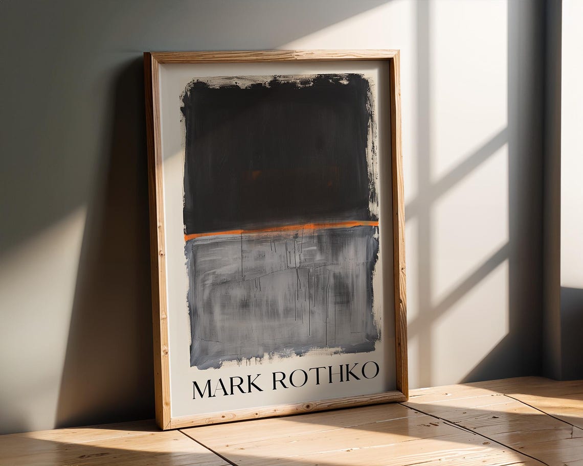Mark Rothko Black and Grey Color Blocks With Orange Line Poster - Image 2