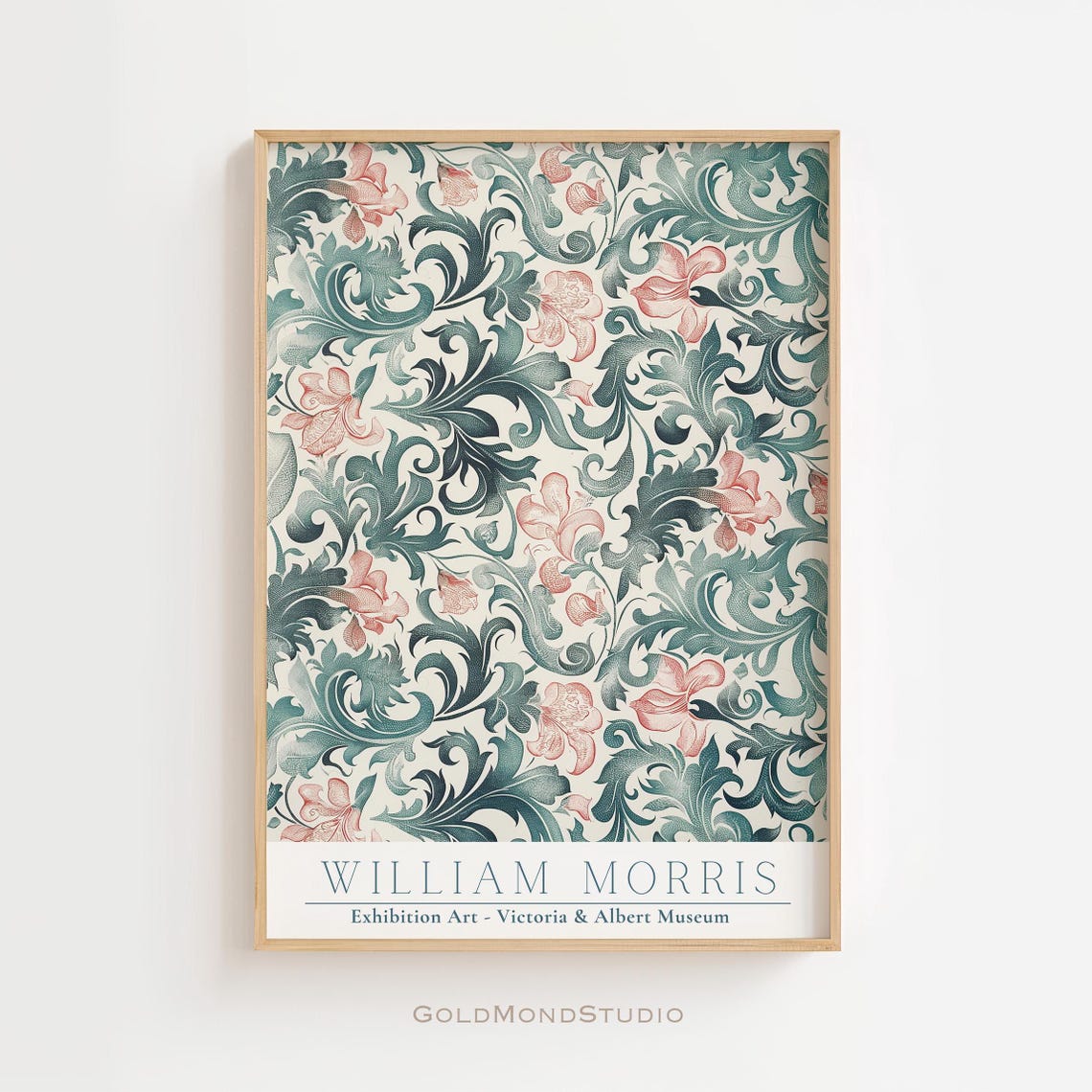 William Morris Teal Acanthus Scroll Victoria and Albert Museum Poster