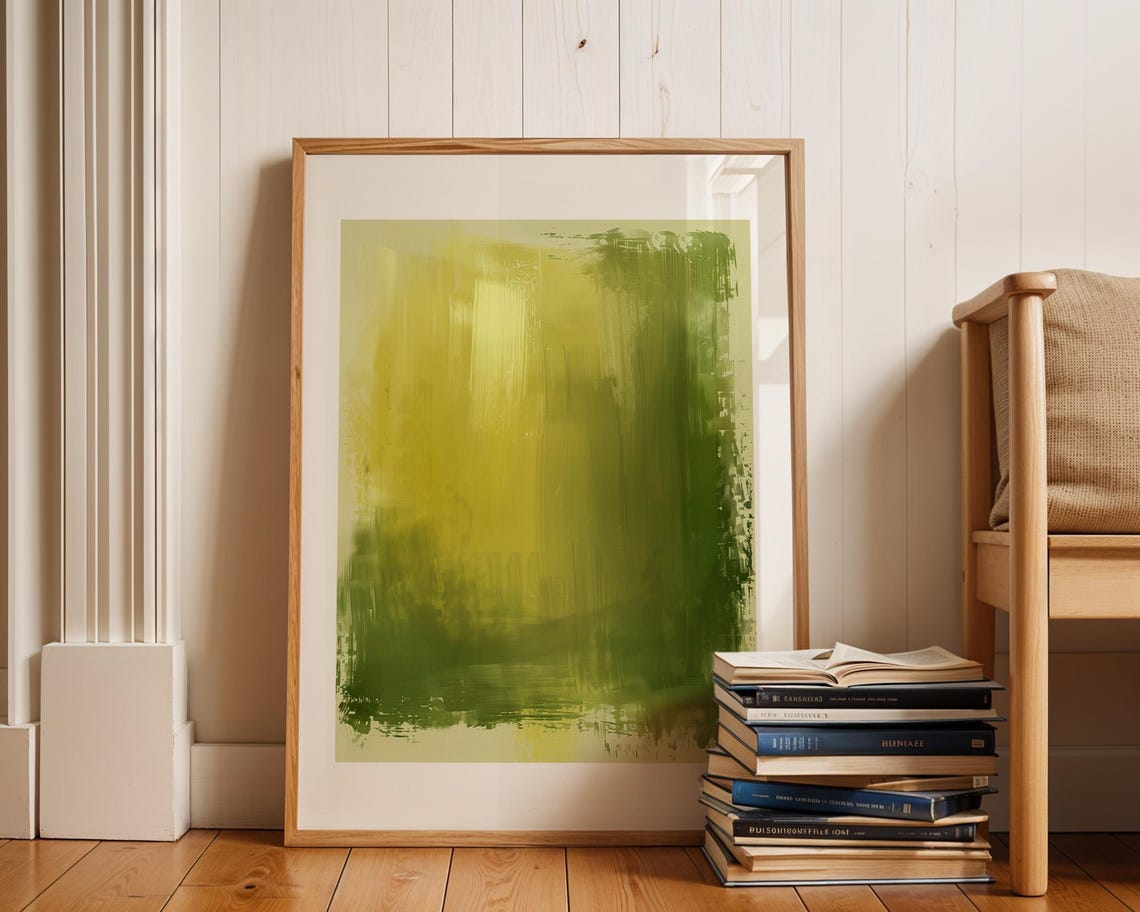 Abstract Green Brushstroke Gradient Modern Decorative Art Poster - Image 3