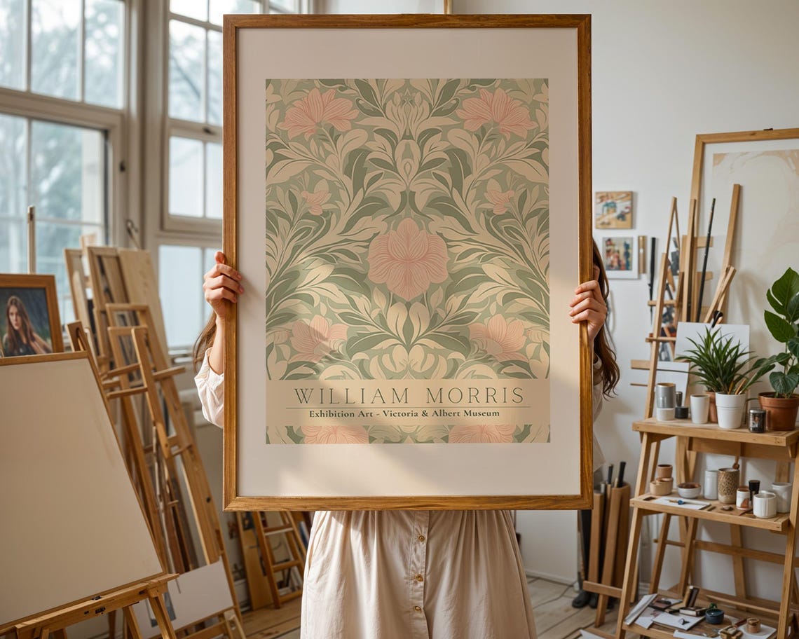 William Morris Sage Blush Blossom Victoria and Albert Museum Poster - Image 2