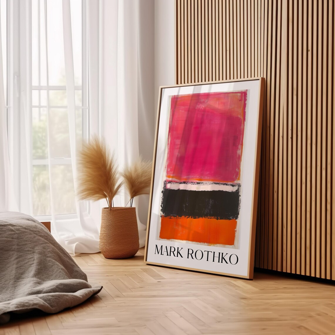 Mark Rothko Hot Pink Black and Orange Color Blocks Art Poster - Image 3