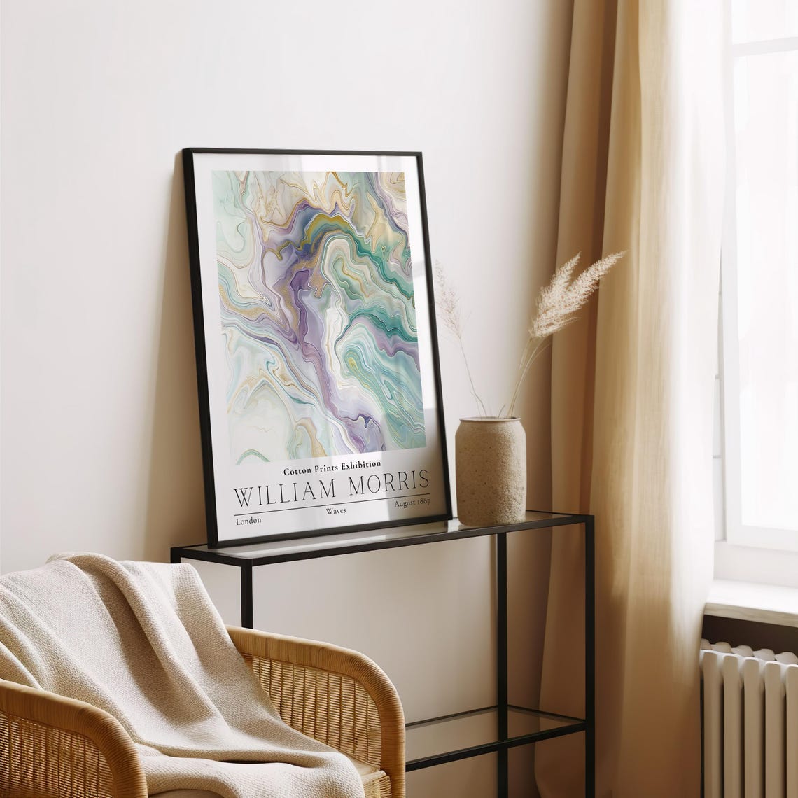William Morris Waves Marble Cotton Textile Exhibition Art Poster - Image 2