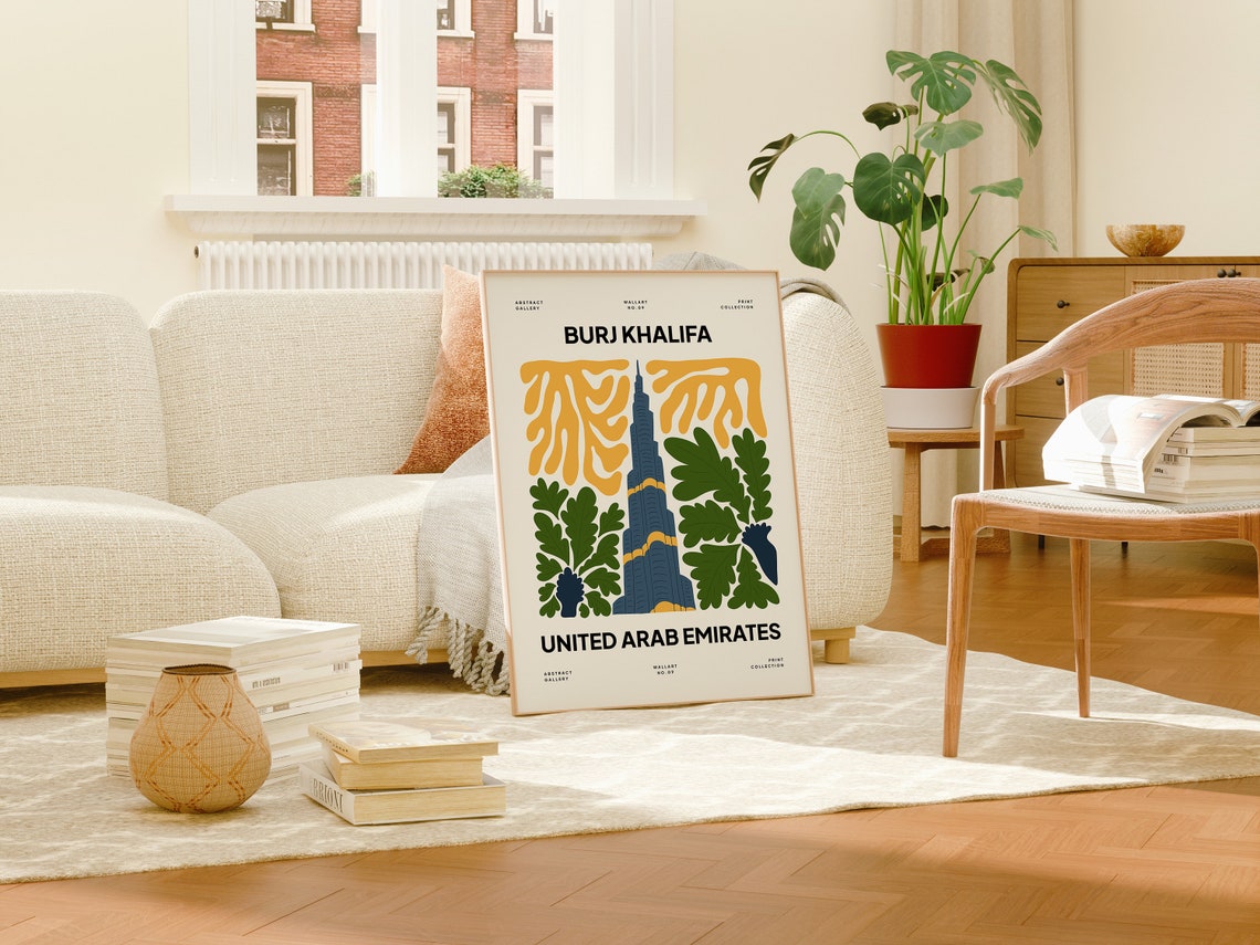 Burj Khalifa UAE Abstract Botanical Gallery Style Art Poster - Image 4