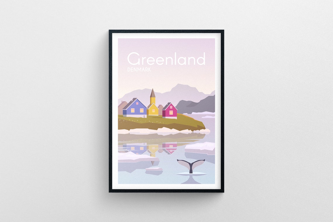 Greenland Denmark Travel Poster Greenland Wall Art Greenland Travel Print Greenland Wanderlust Poster Greenland Travel Illustration Art - Image 5