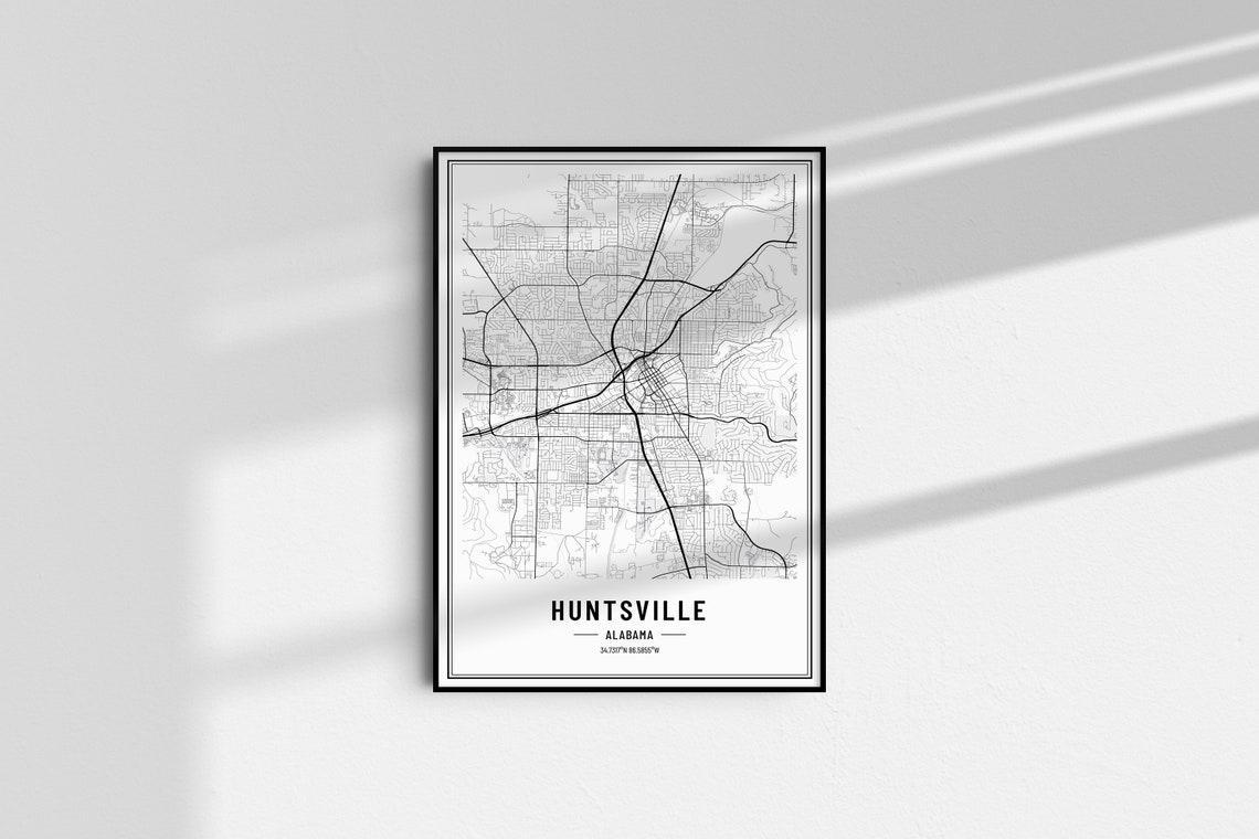 Huntsville Alabama Map Print Huntsville Al Map Poster Huntsville Alabama Wall Art Huntsville Print Huntsville City Coordinates - Image 4