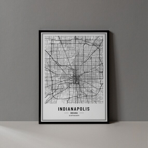 Indianapolis Indiana Minimalist City Street Map Art Decor Poster