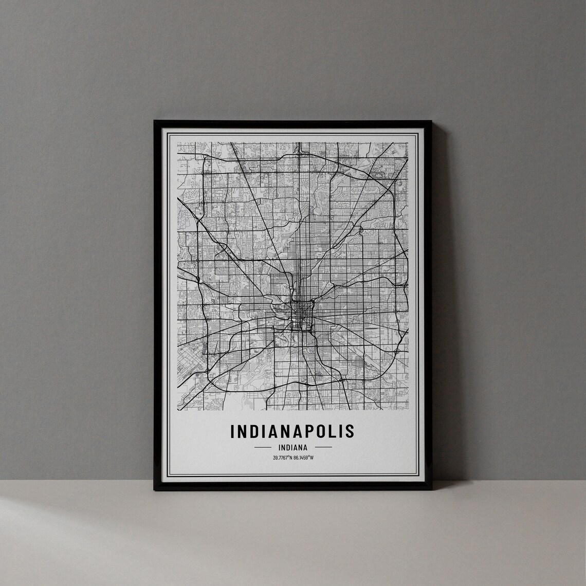 Indianapolis Indiana Minimalist City Street Map Art Decor Poster
