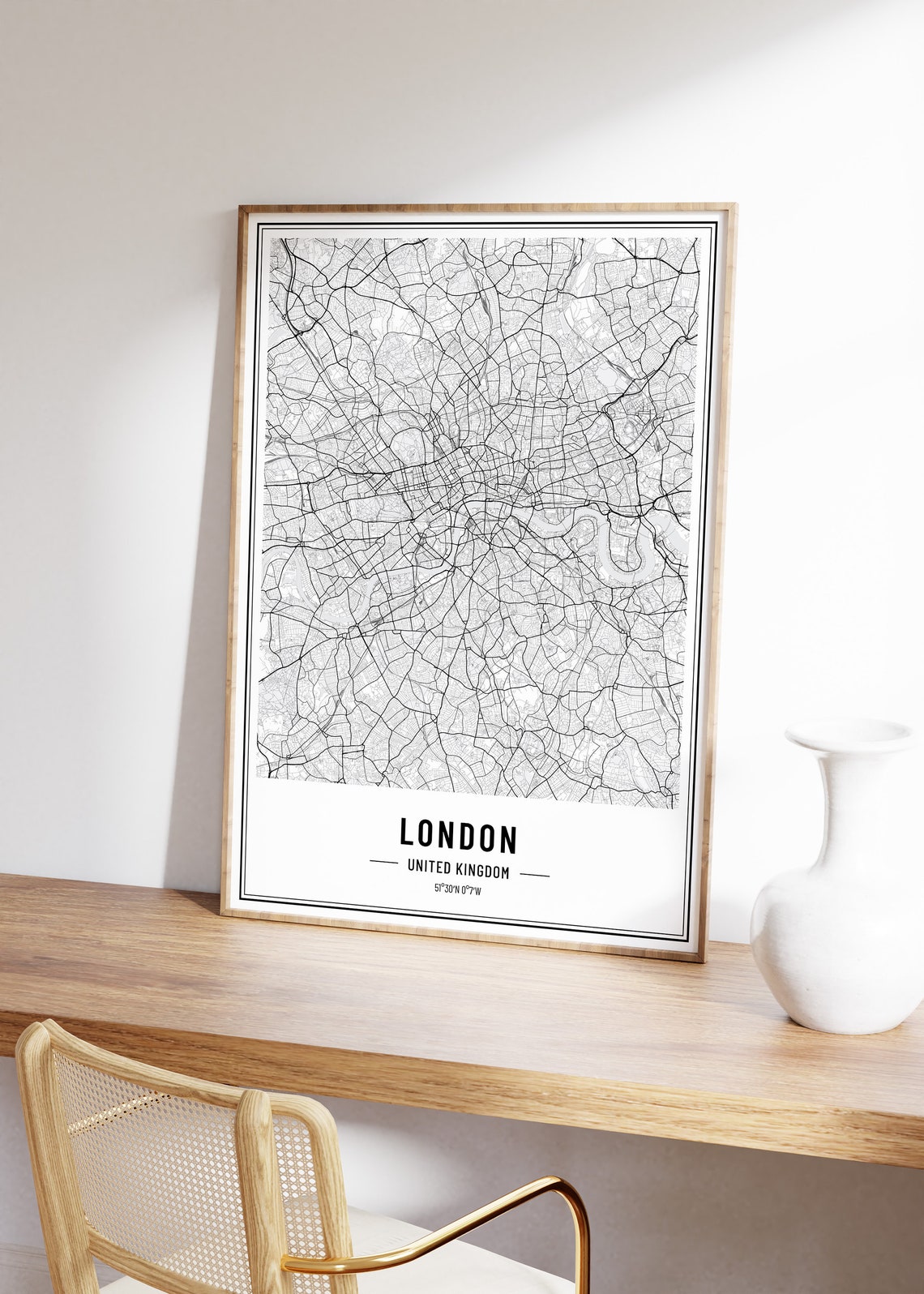 London United Kingdom Black and White Minimalist City Map Poster - Image 4