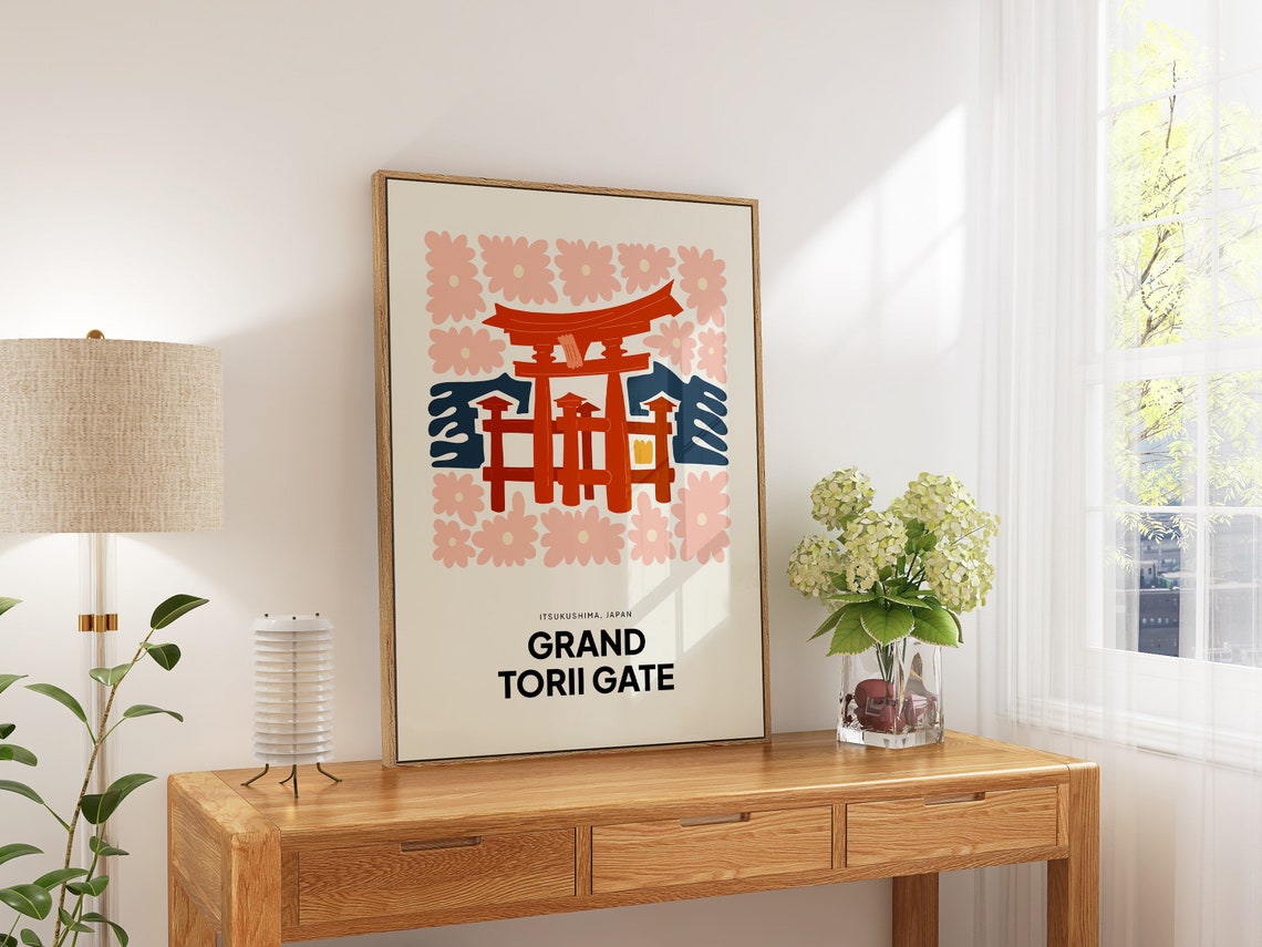 Grand Torii Gate Itsukushima Japan Floral Gallery Art Poster - Image 5