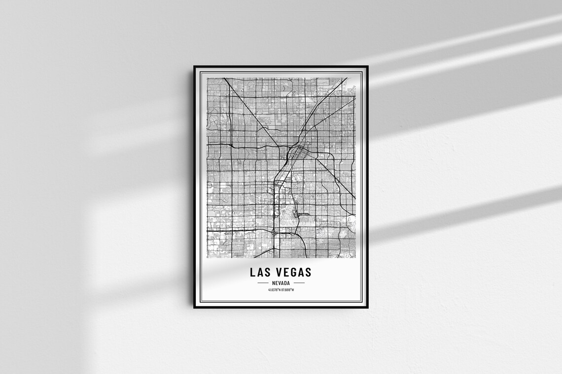 Las Vegas Nevada Street Map Black and White Minimalist City Poster - Image 5