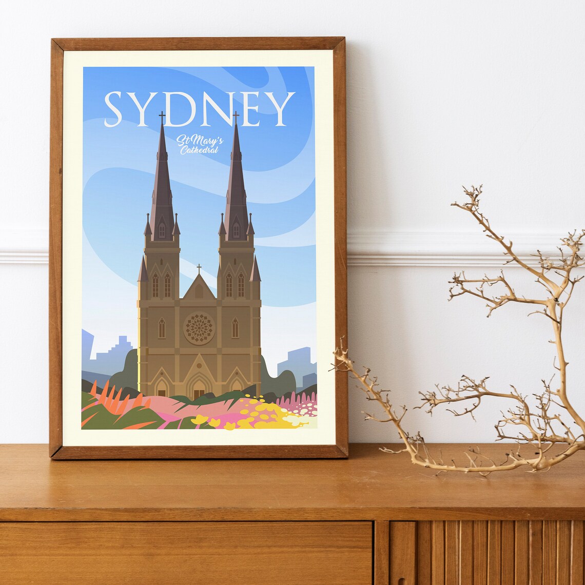 Sydney St Mary's Cathedral Australia Twin Spires Church Wall Poster - Image 4