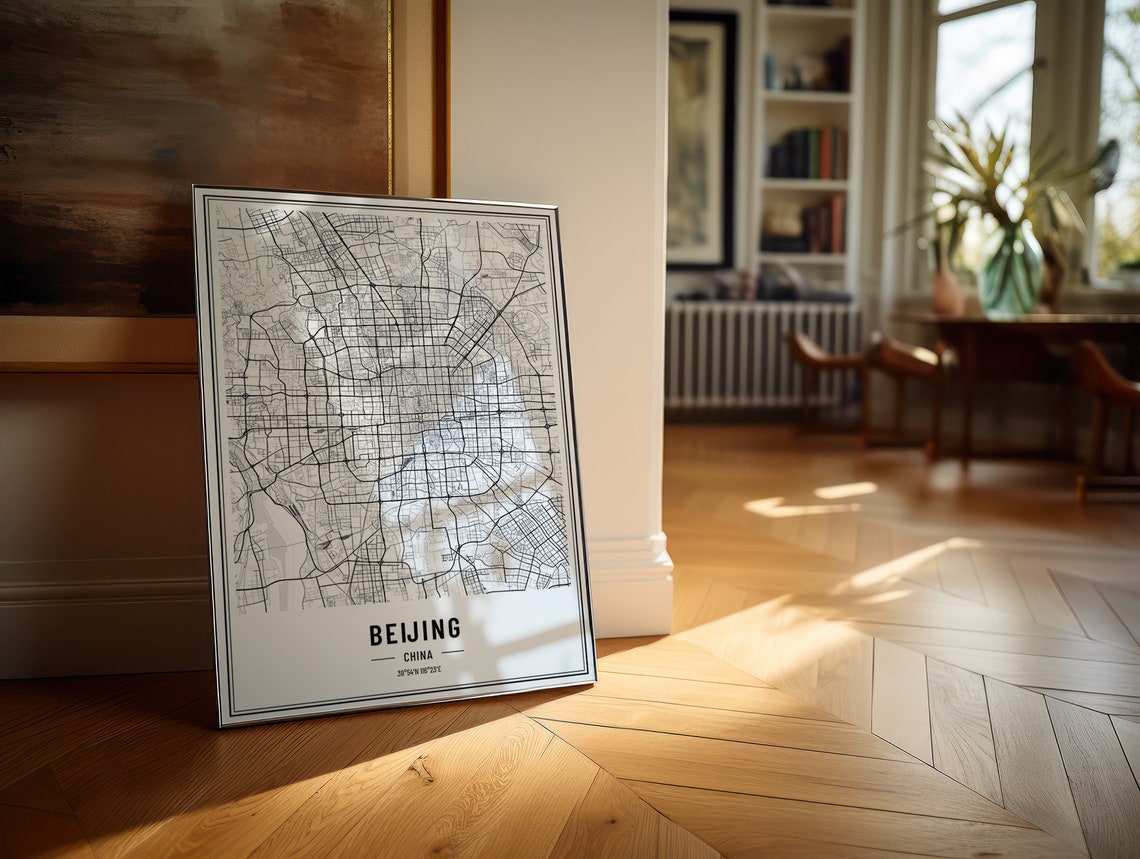 Beijing China Street Map Black and White Minimalist City Poster - Image 4