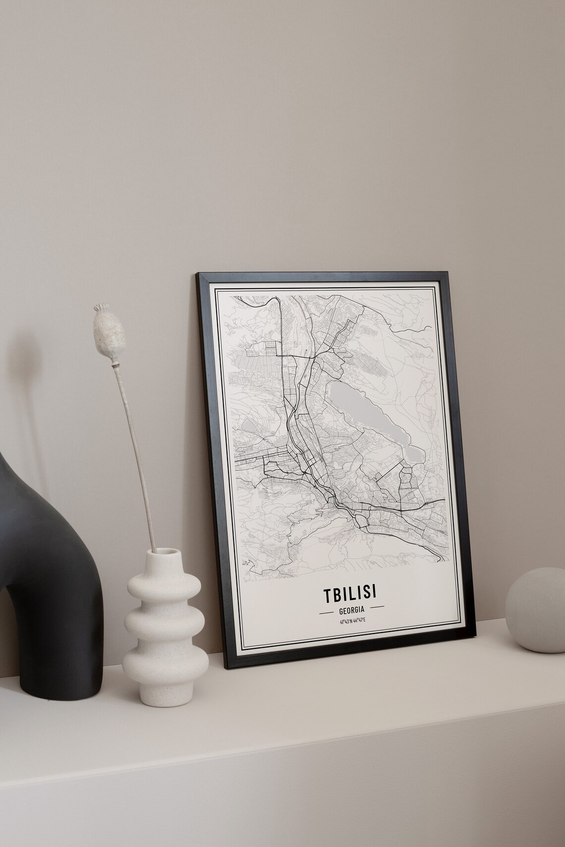 Tbilisi Georgia Minimalist Street Map Black Line Art Poster Decor - Image 3