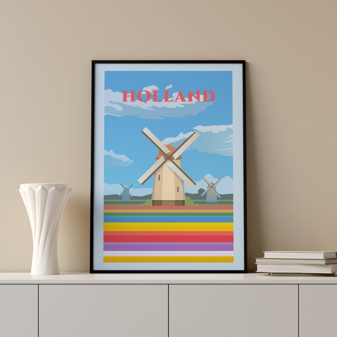 Holland Travel Poster Holland Gallery Wall Art Holland Office Wall Art Holland Travel Print Holland Travel Illustration - Image 2