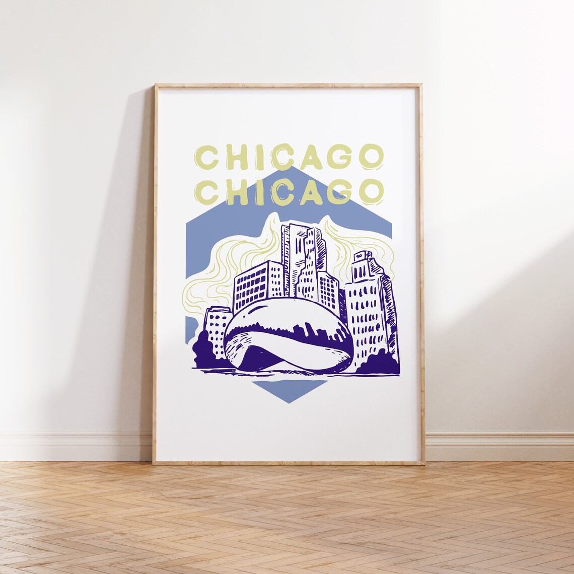 Chicago Illustration Art Print, Colorful Travel Poster