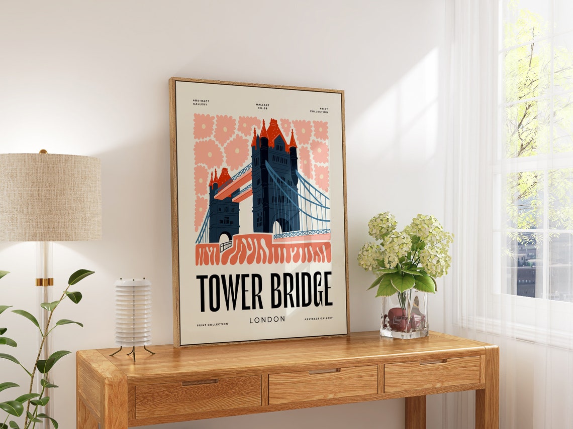 Tower Bridge London England Abstract Floral Gallery Art Poster - Image 5