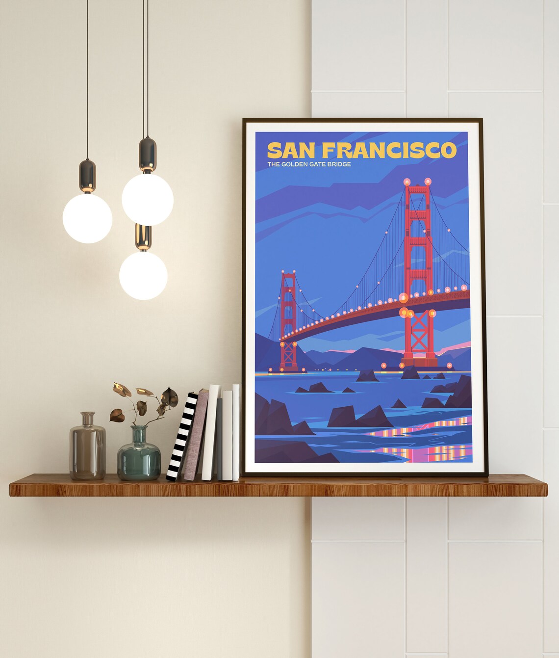 San Francisco California Travel Poster, Golden Gate Bridge - Image 4